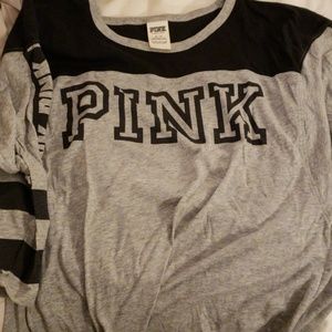 PINK Victoria's Secret Tops - PINK black and grey quarter sleve shirt PINK Victoria's Secret Tops - PINK black and grey quarter sleve shirt